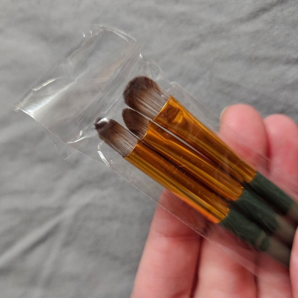 3pc Mini Makeup Brush Set Gold Boutique Unbranded Eyeshadow Blending Brushes NEW